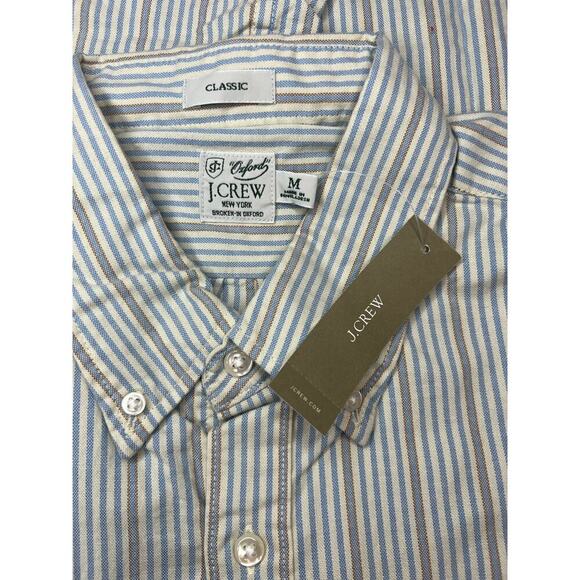 J. Crew Broken in Oxford Blue Striped Casual Shirt Classic fit size Med Preppy - Picture 7 of 12